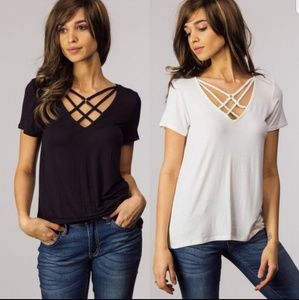 Aluna Levi White Criss Cross Top Small